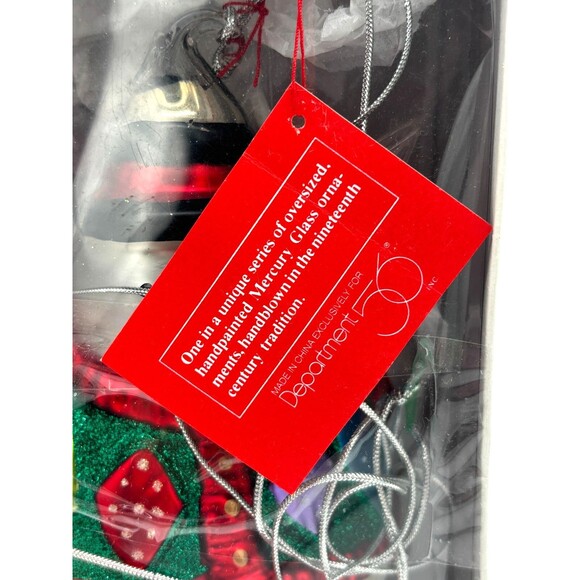 NWT Department 56‎ Mercury Glass Snowman Stocking 8" Ornament Hand Painted Large - Picture 7 of 11